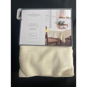 Threshold Oblong Tablecloth 60x84 Cream Textured Ribbed Dining